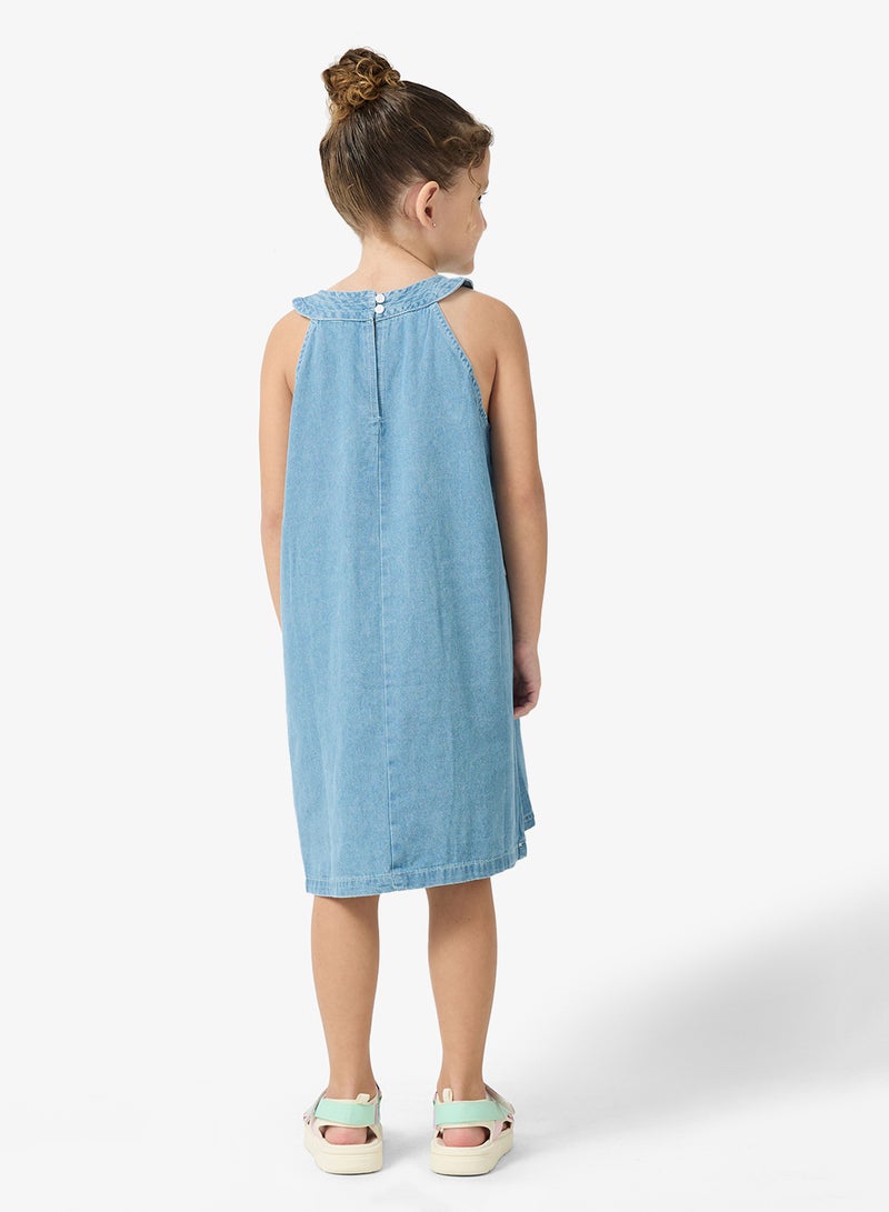 Pinata Halter Denim Summer Dress - Image 2